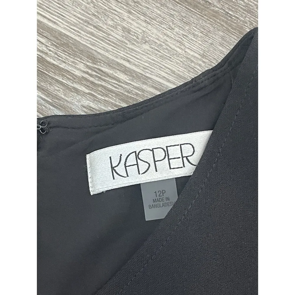 KASPER ASL Sheath Dress Petite 12P Black Pencil Dress‎ Lined Elegant Sleeveless - Image 4