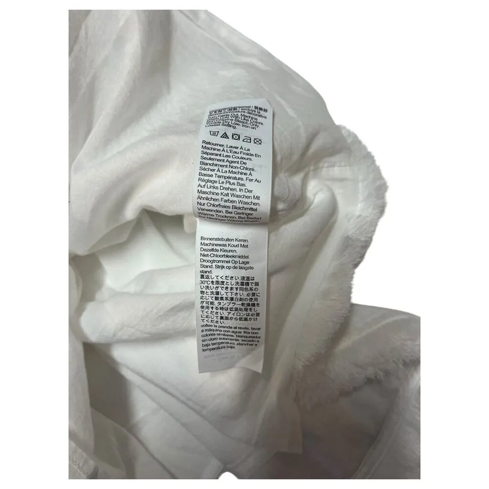 New J Crew Shirt Dress Womens XL Linen Raw Hem Belted Knee Length White BY817 - Image 10