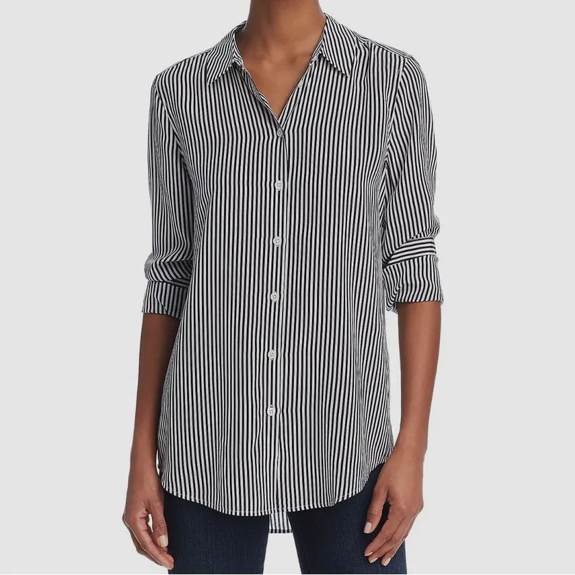 H&M Black and White Striped Button Down Shirt - Image 6