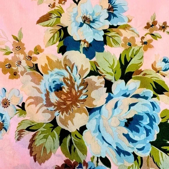 Vintage Scarf Pink /Coral Blue Floral Romantic Cottage Approx.‎ 52x9 See Photos - Image 2