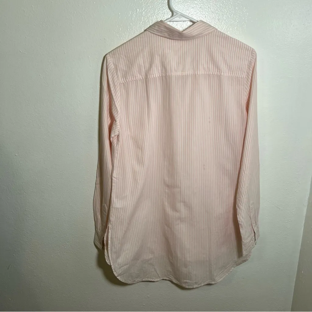 Crown & Ivy Button Down Blouse Light Pink White Pinstripes S - Image 5