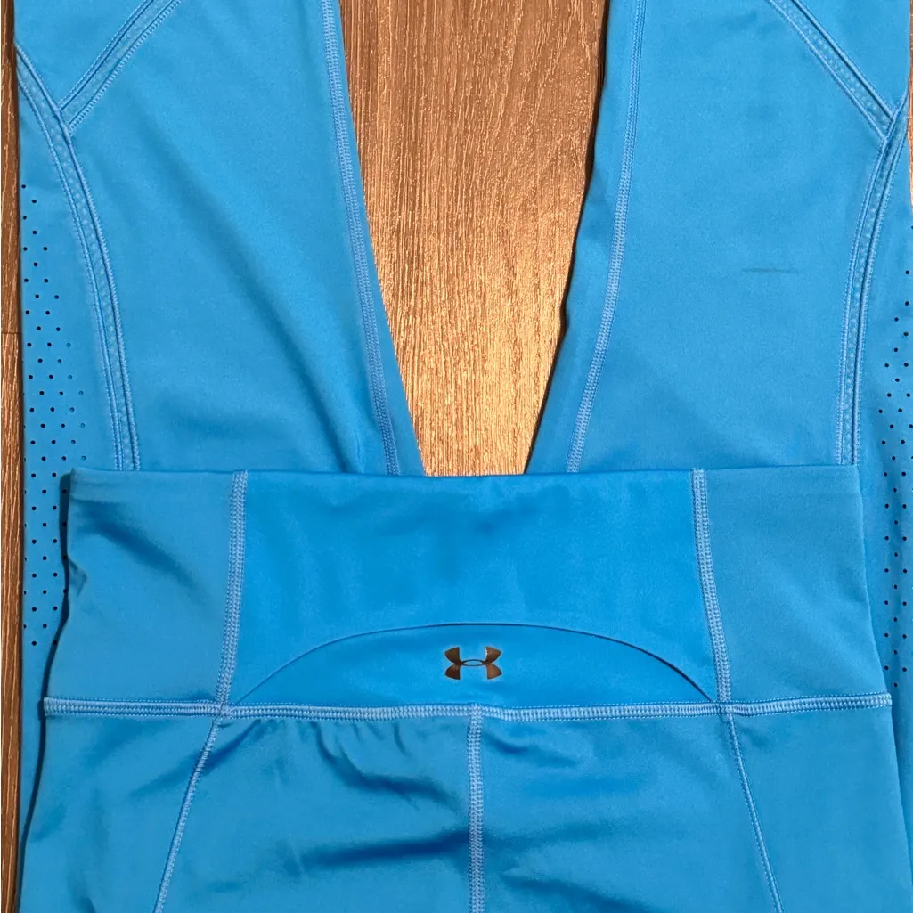 Under Armour Women Compression 
Tights Pants Sky Blue Size Medium - Image 4
