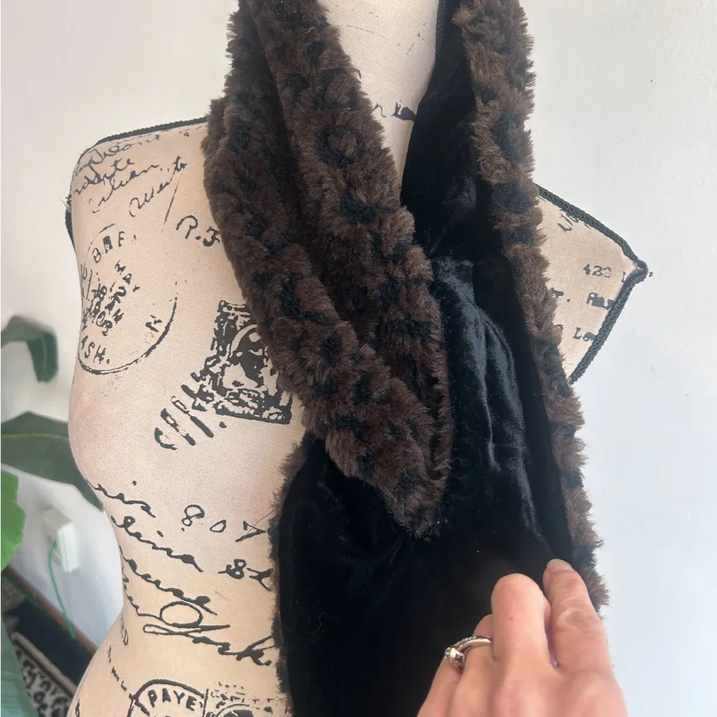 Tasha Polizzi Faux Fur Leopard Print Wrap Dar Brown - Image 5