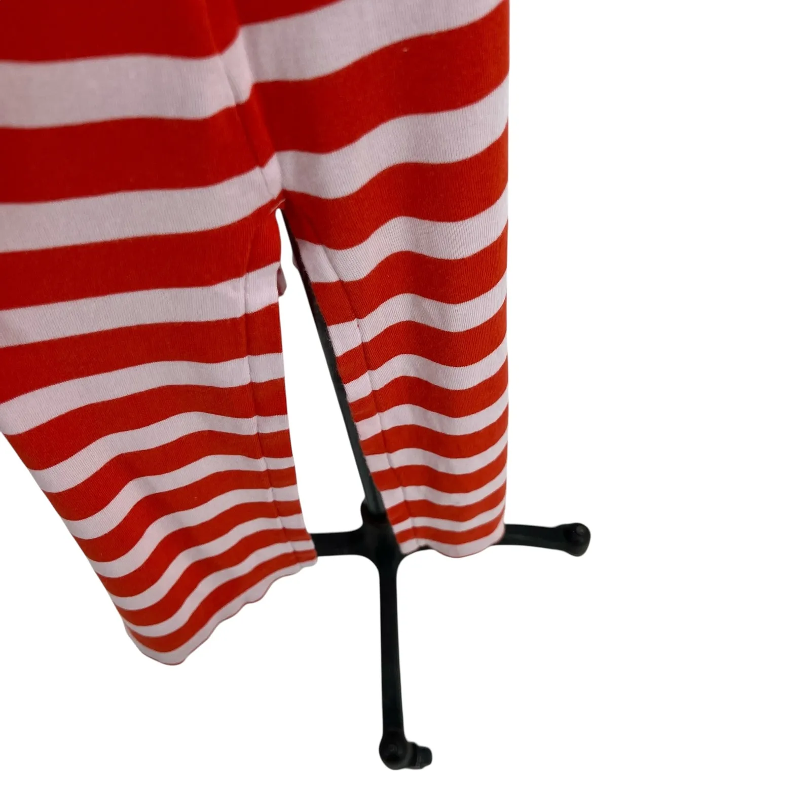 Tory Burch Sport Striped T-Shirt Dress Midi Heart Embroidery Red Size Medium - Image 7