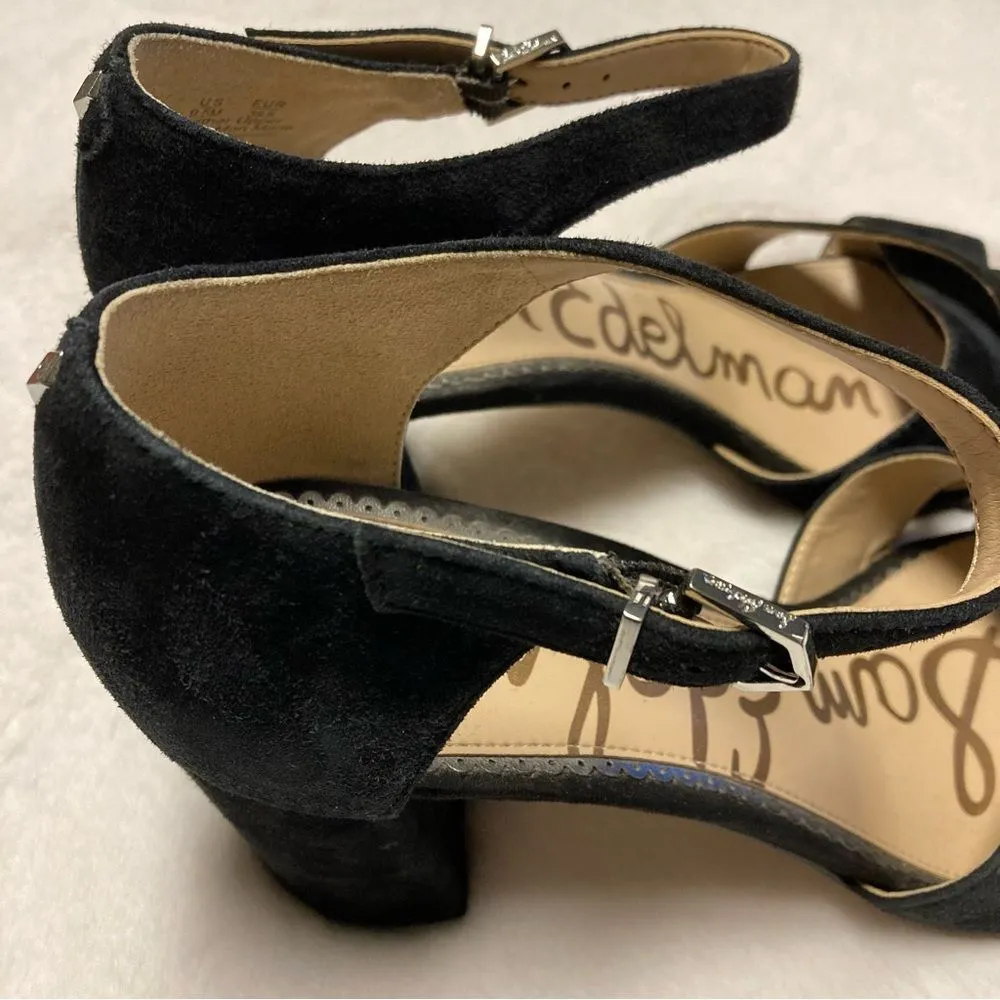 Sam Edelman Orlane Black Block Sandal Heels Suede Leather Size 9.5 - Image 7