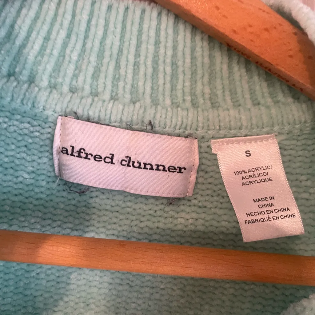 Alfred Dunner Women's S Velour Knit Soft Cozy Teal Quarter Zip Mock Neck Sweater - Image 3