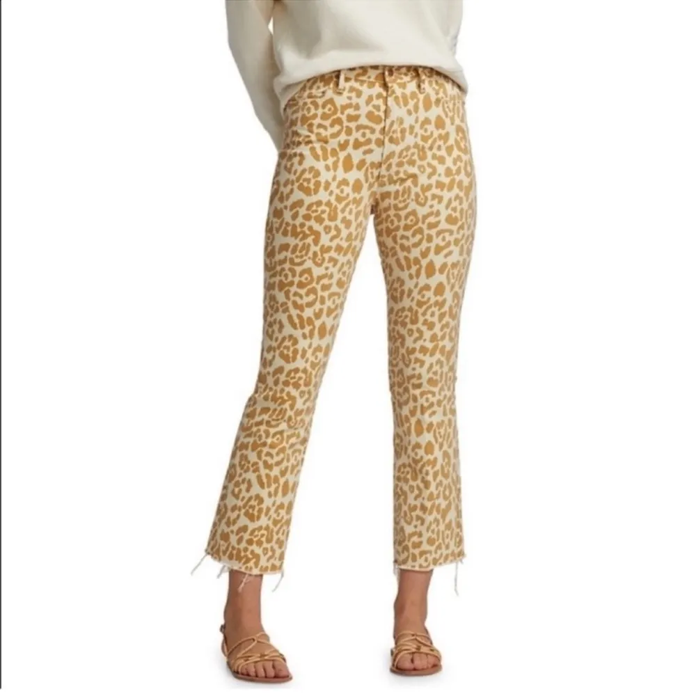 MOTHER The Hustler Ankle Fray Jeans In Prowl Size 25 Animal Print Yellow - Image 3