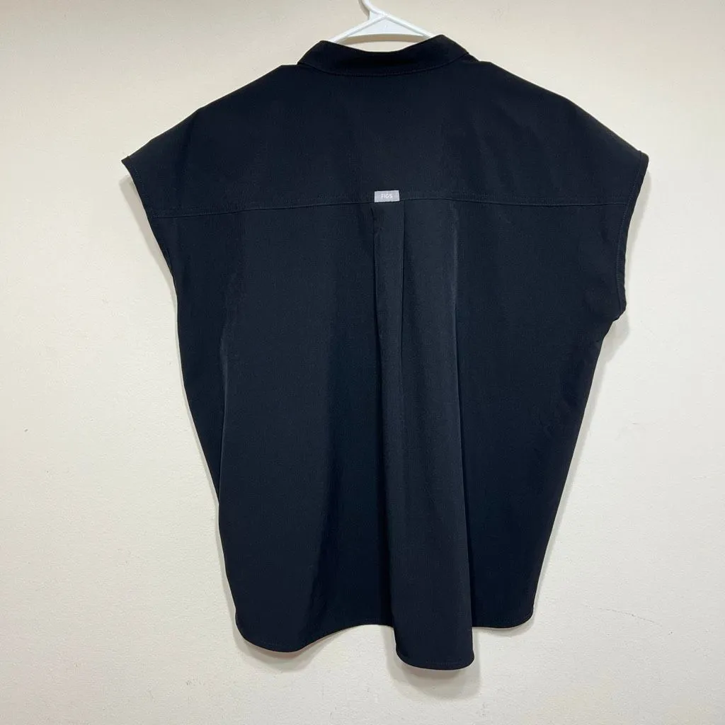 Figs Black Rafaela Oversized Scrub Top Medium with Pockets Women - Image 5