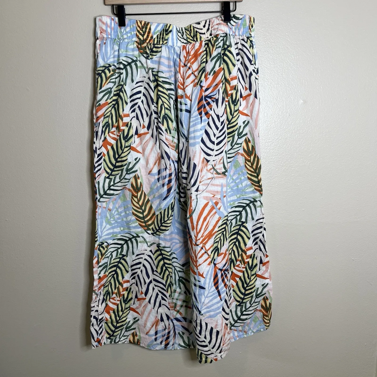 Tahari 100 Linen Wide Leg Palm Resortwear Beach Vacation Summer High Waist XL - Image 5