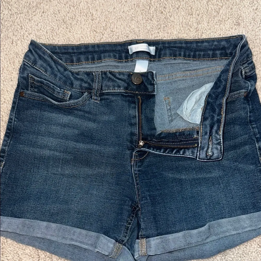 Lauren Conrad Denim Stretch Blue Cuffed Jean Shorts Women's 6 - Image 4
