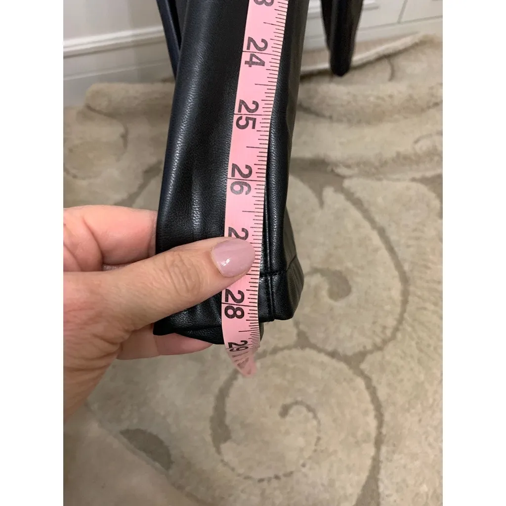 Abercrombie & Fitch‎ Women's Black High Rise Leather Straight Pants Size 14 - Image 8