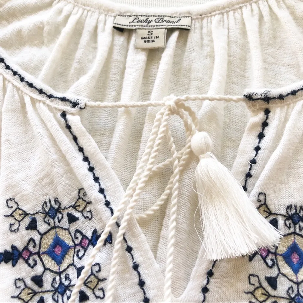 Lucky Brand Oversized Embroidered Peasant Top - Image 5