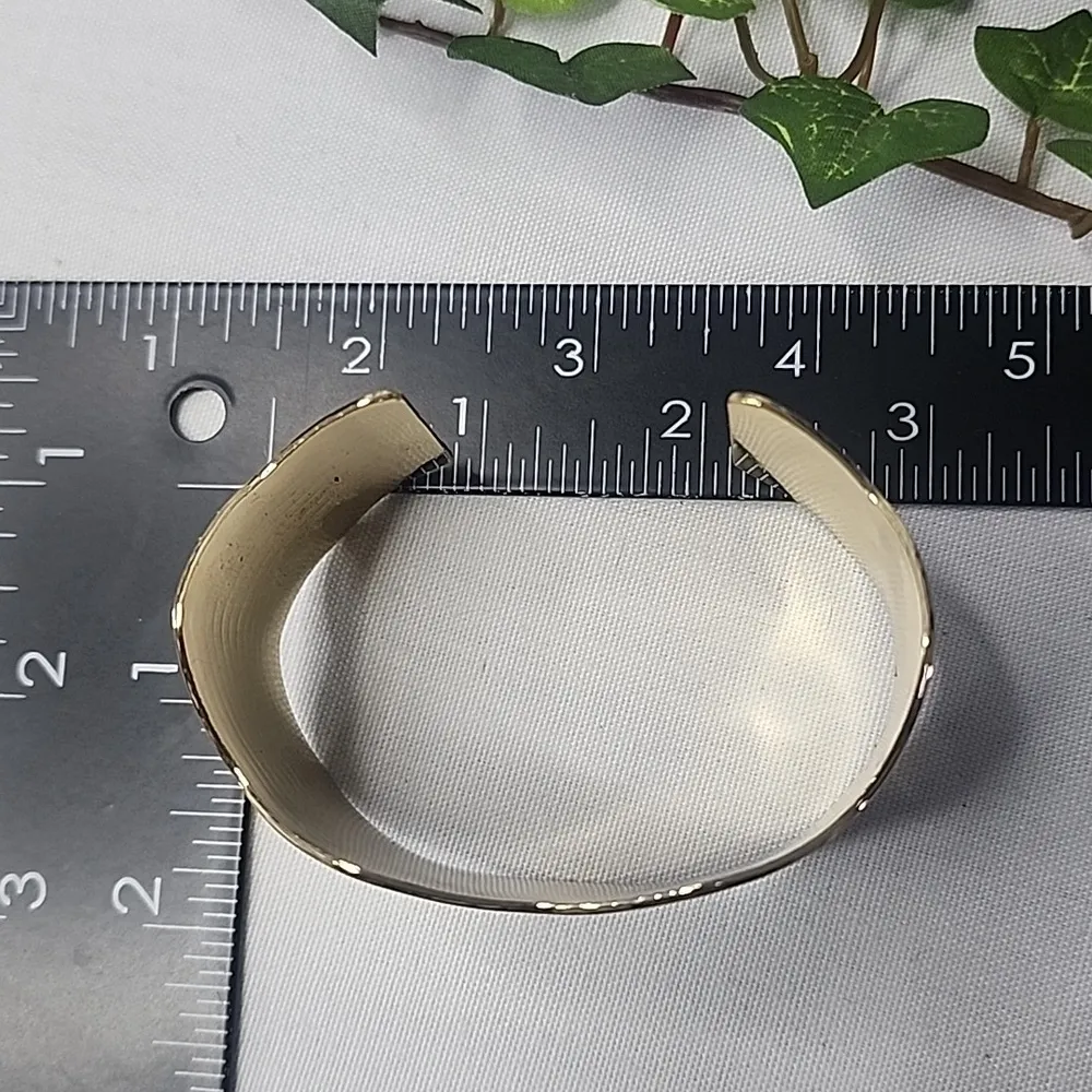 Gold Open Cuff Bracelet Zig Zag Abstract New - Image 7