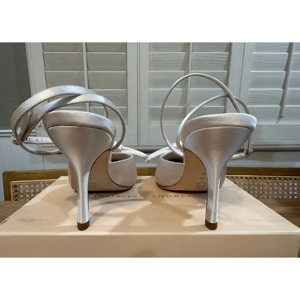 Loeffler Randall Alina Bow Pump Ankle Strap Satin Cream Size 8.5 NIB Chic Classy - Image 12