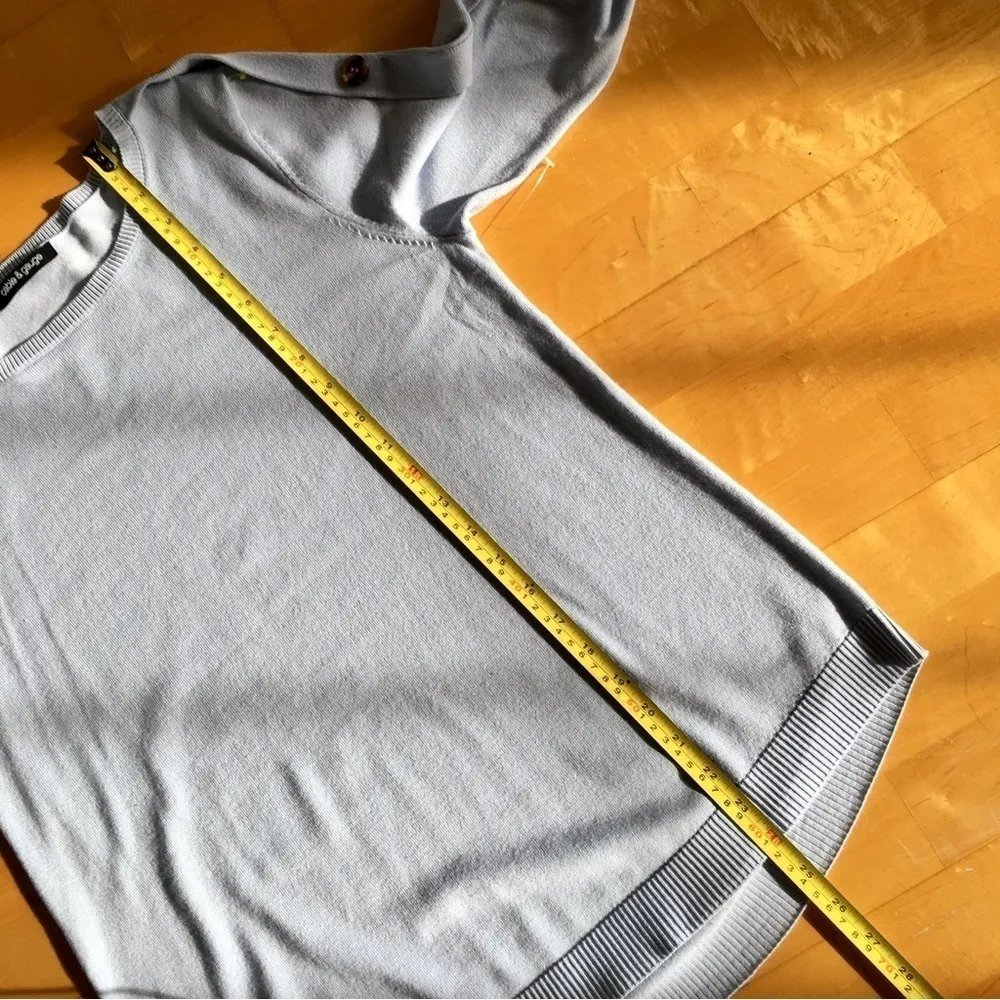 🌺 Cable & Gauge Sweater with Buttons, Light Blue, Size S - Image 8