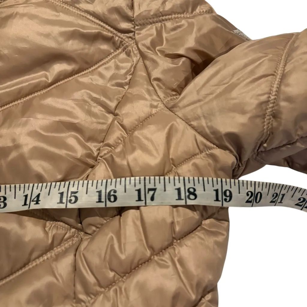 Guess Beige Puffer Jacket with Faux Fur Hood size M - Image 9