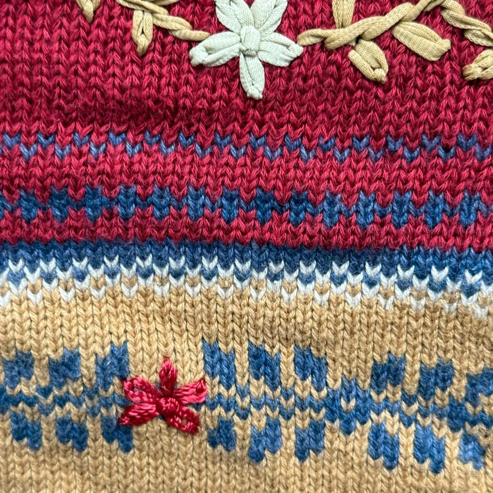 Bushwacker Vintage Button Up Sweater Vest Floral Granny Cottagecore Womens Large Red - Image 5