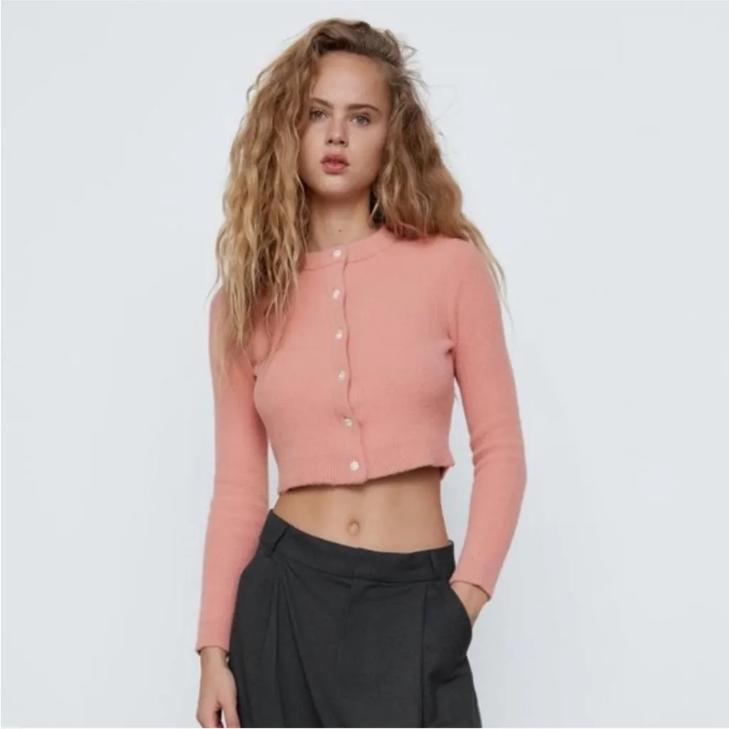 ZARA *NWT* soft Pink Button-Up cardigan - Image 2