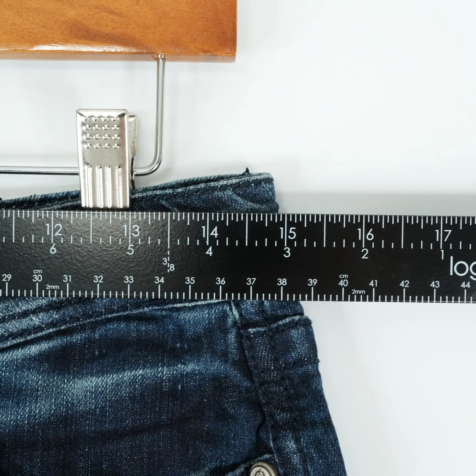 Grace in LA Skirt Womens M Embellished Rhinestone Peace Sign Designer Denim Jean Blue Size M - Image 8