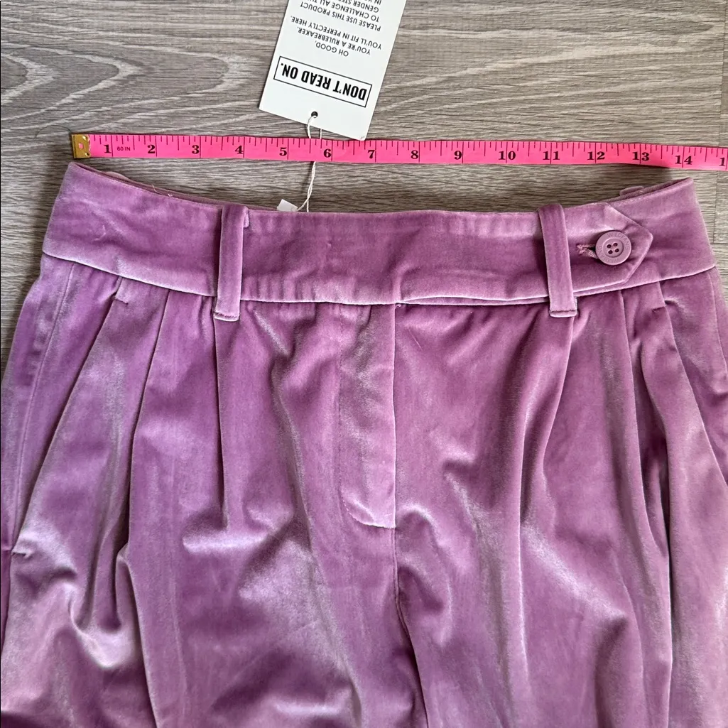 NEW Wildfang The Empower Velvet Wide Leg Trouser In Mauve 6 Purple - Image 6
