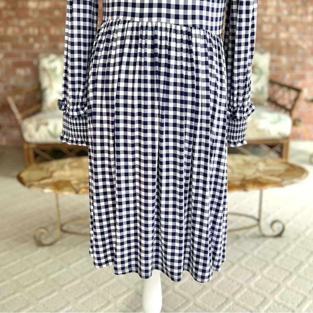 Draper James Kitty Dress Gingham Blue Long Sleeve A-line S Preppy Cottagecore - Image 11
