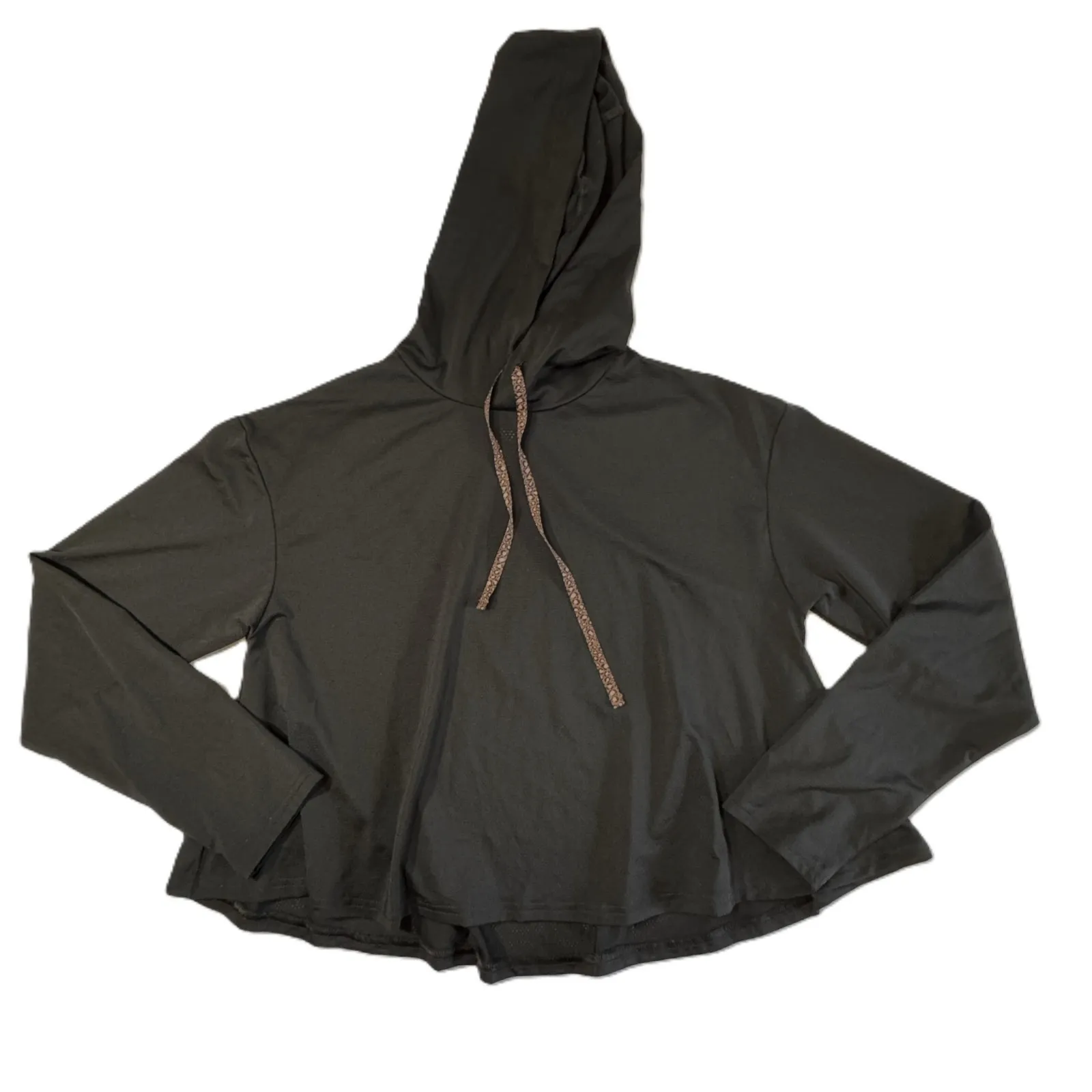 Fabletics Powerhold Capri Cropped Hoodie Set Womens XS Black Micro Leopard Mesh - Image 3