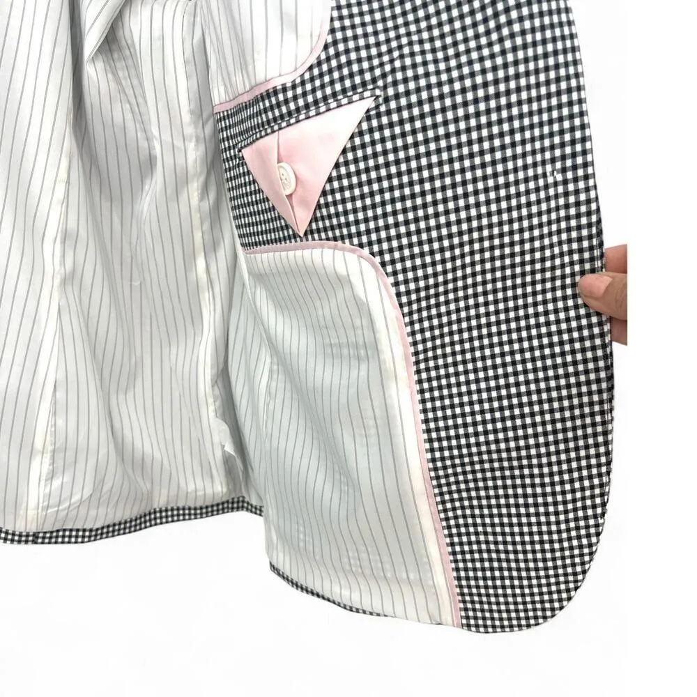 Talbots| 18 W | Classic Linen Blazer Womens Gingham Check  Plus Size Sport Coat - Image 4