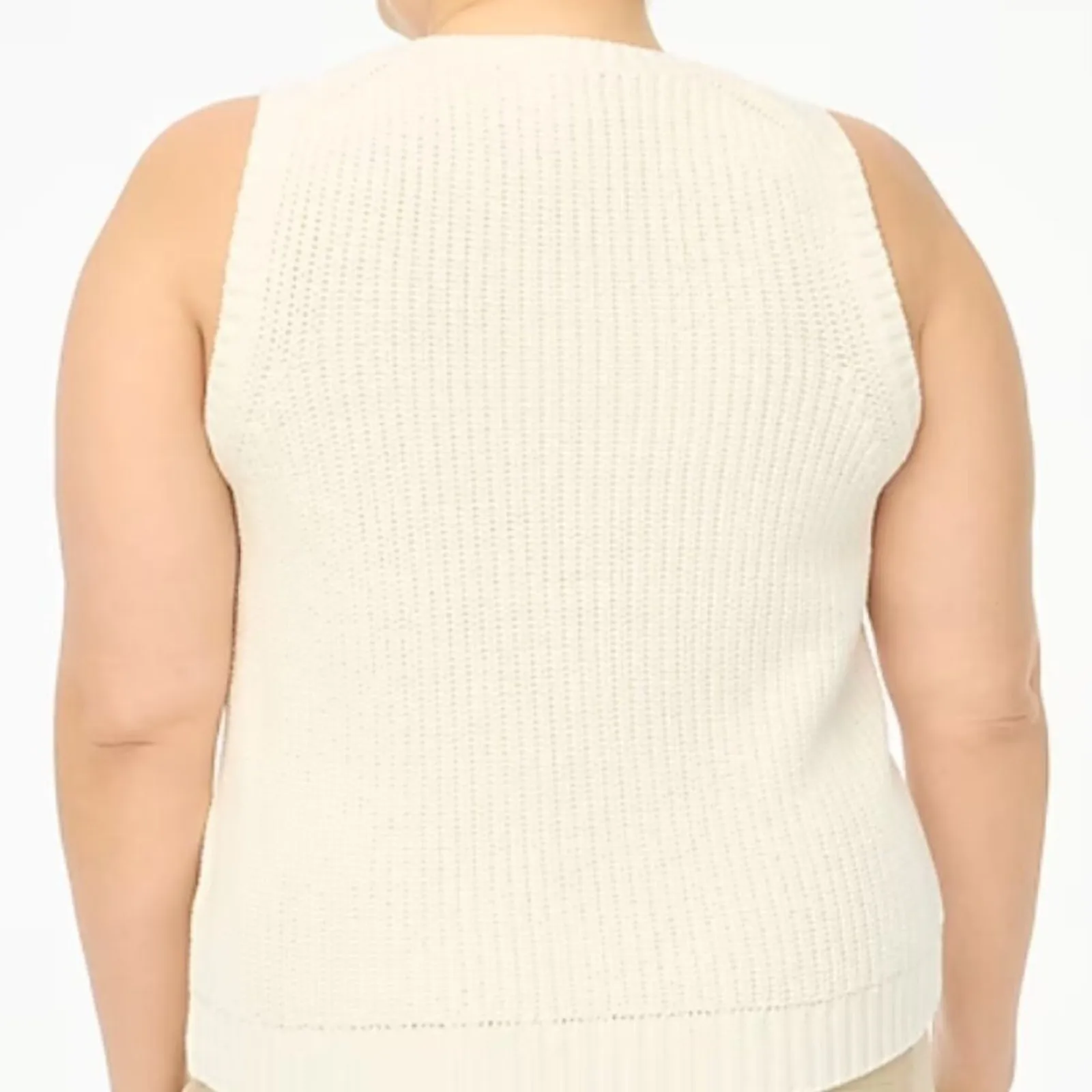 J. Crew Factory Womens‎ Sweater Vest Cotton Ivory Size Large White - Image 2
