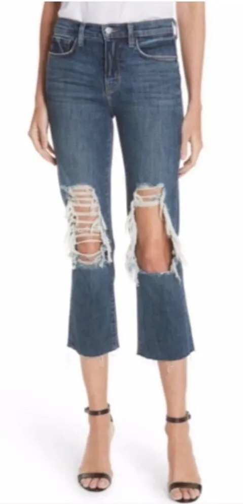 L’Agence Jordan high rise distressed 28 cropped straight jeans - Image 1