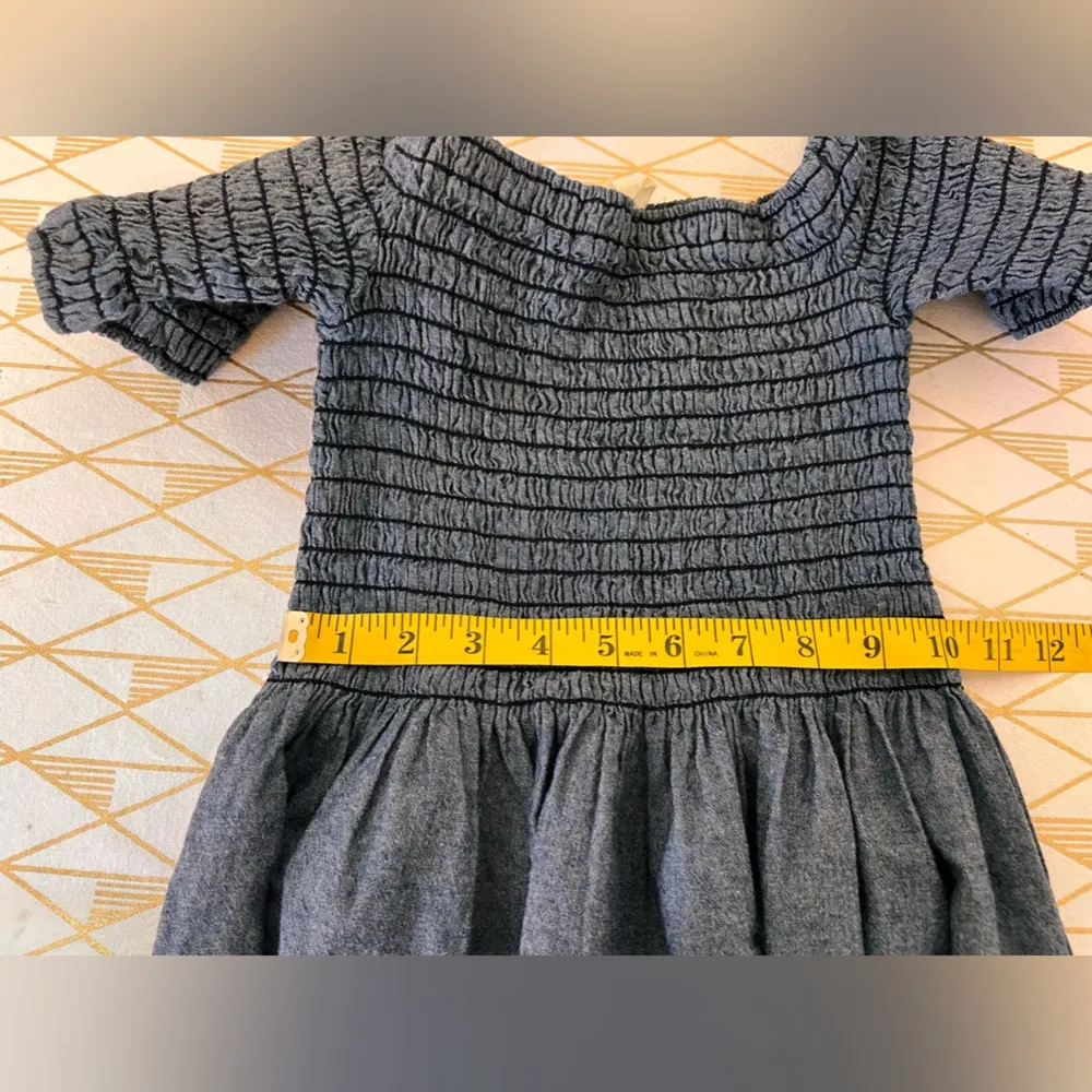 THE GREAT Carnival Off Shoulder Smocked 100% Cotton Denim Dress Size S - Image 11