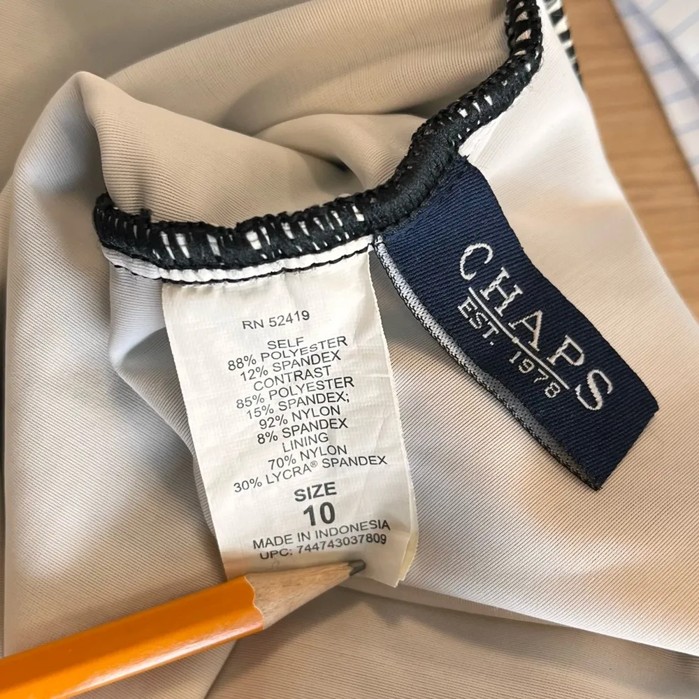 Chaps Crochet Swimsuit One Piece Black Bandeau Halter 10 - Image 5