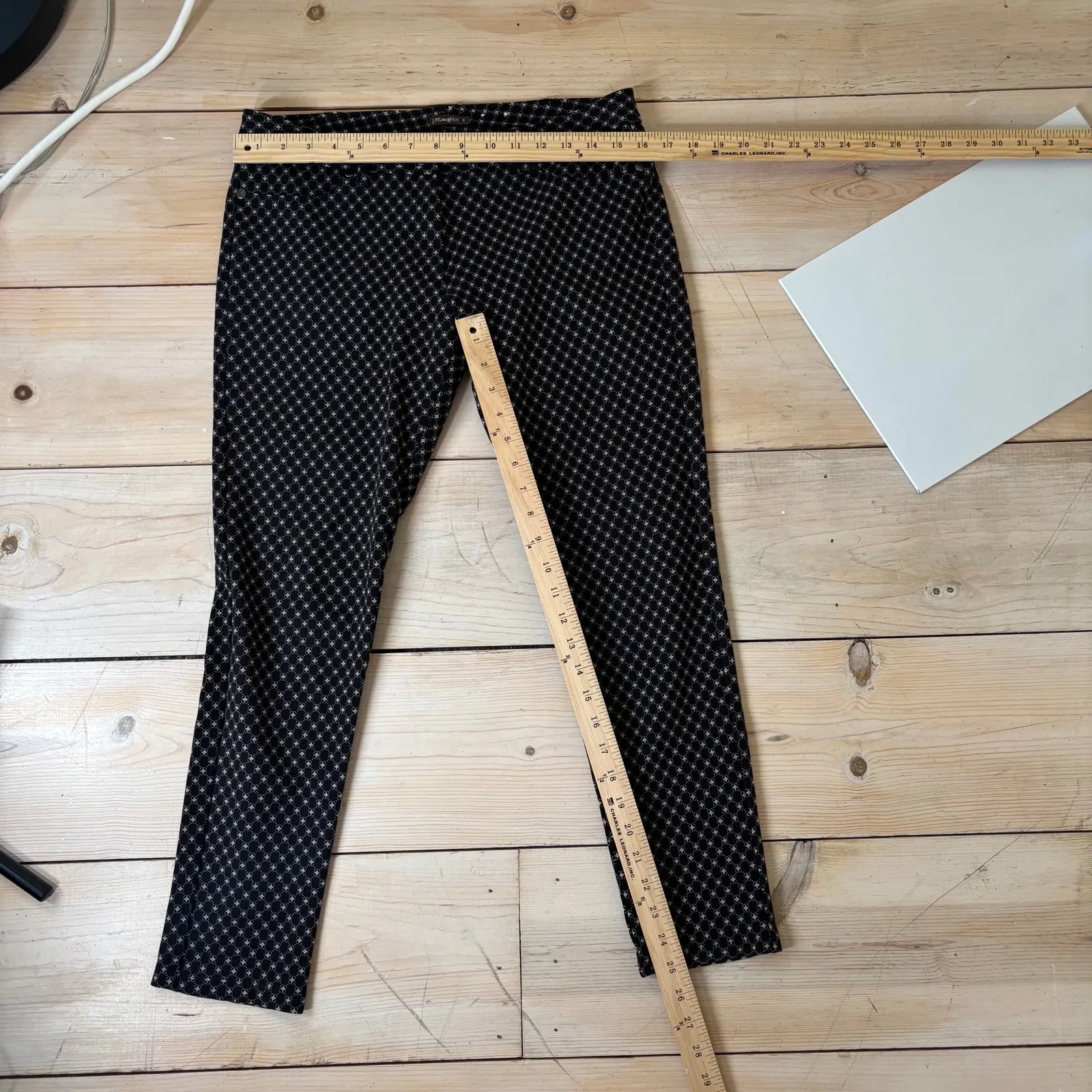 J. McLaughlin EUC Women's Becca Black Brown Geo Print Ponte Knit Leggings Size 8 - Image 7