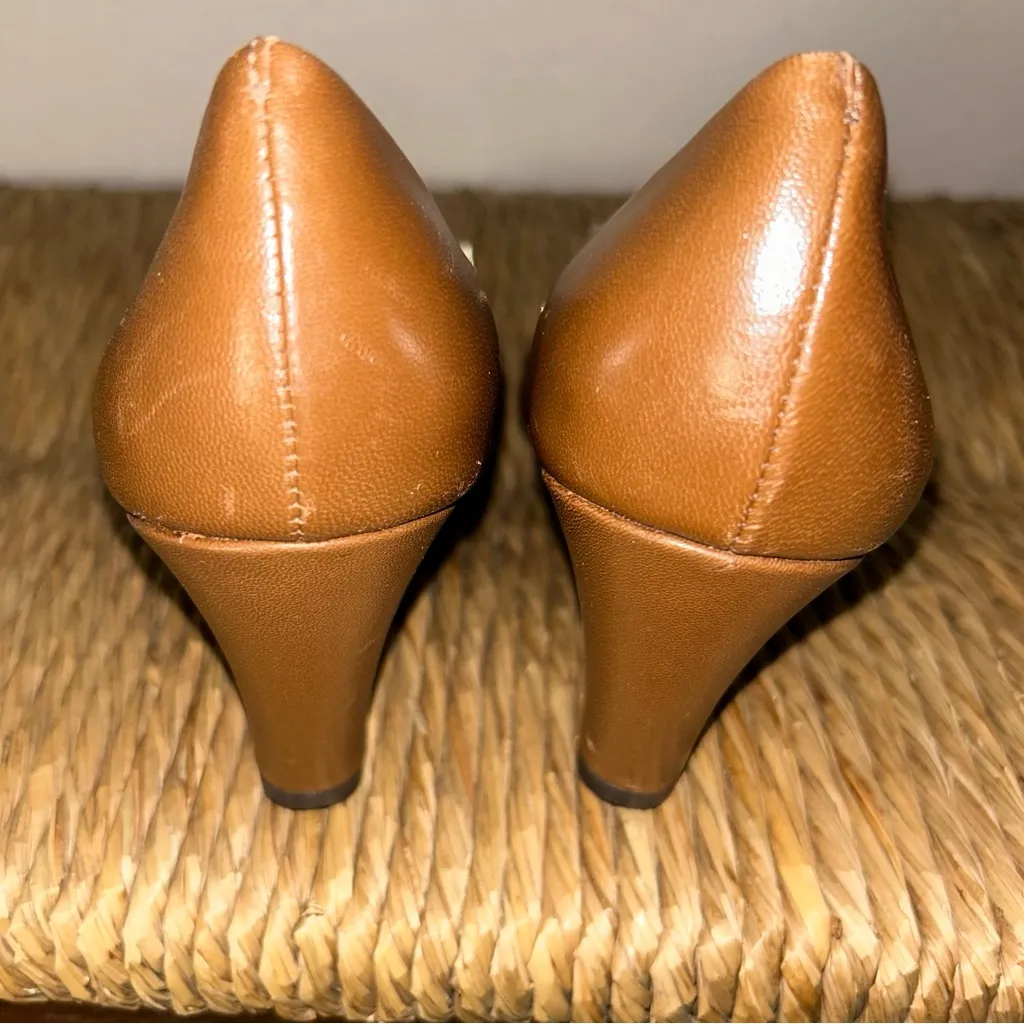 ANTONIO MELANI Brown Heeled Boots with Gold Accents Nwob - Image 4