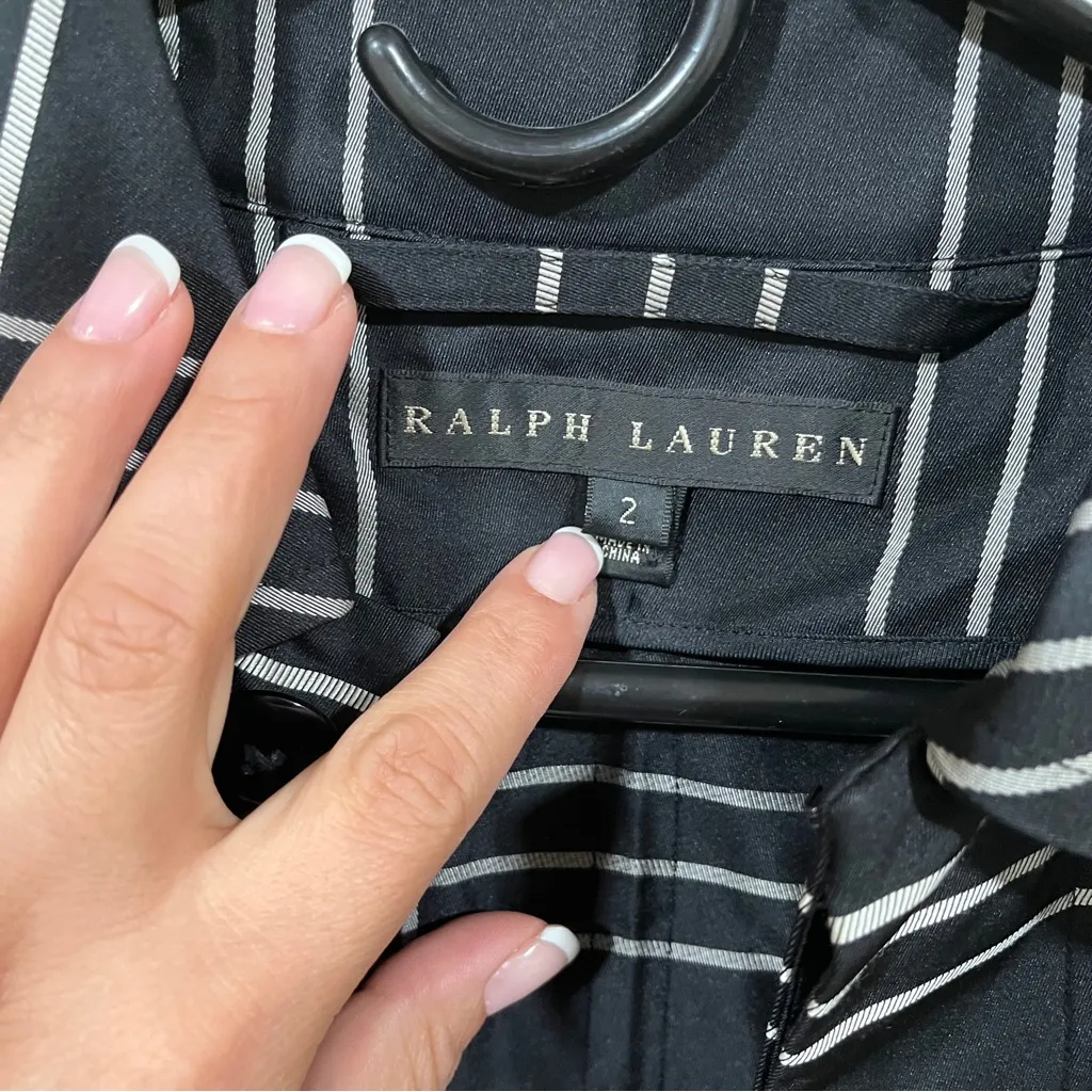 NWT Ralph Lauren black label 100% silk Y2k Trench Coat Women Black/White size 2 - Image 4