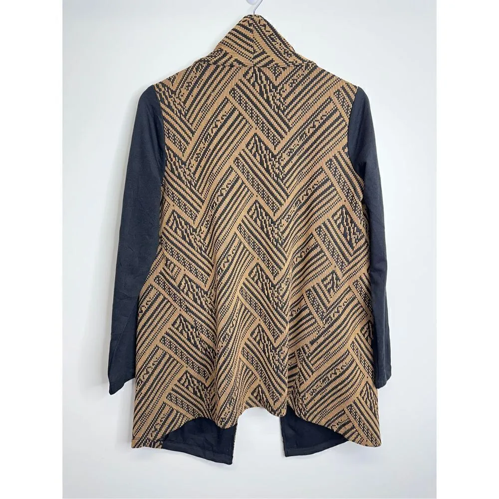 Logo By Lori Goldstein Sweater Black Brown Open Cardigan Size Small - Image 5