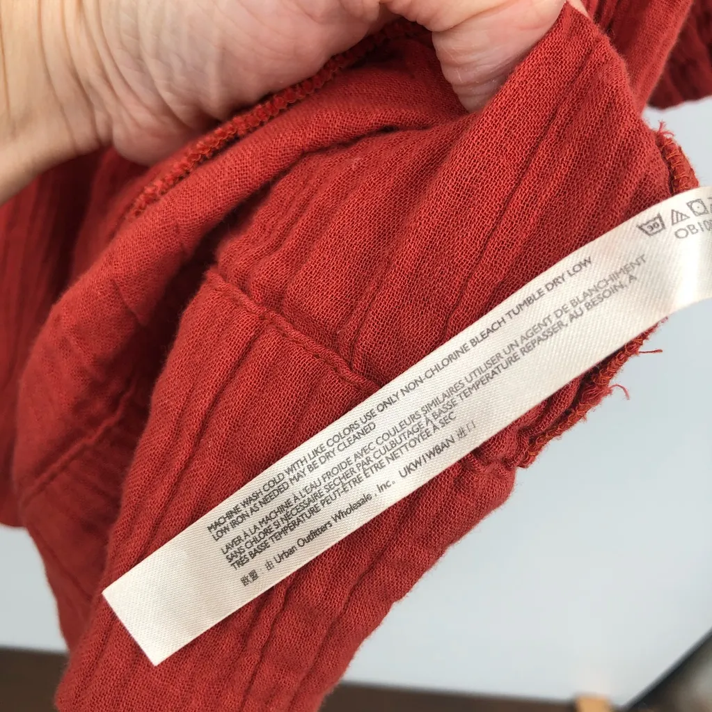 Free People Long Sleeve Crinkle Babydoll Dress L - Image 4