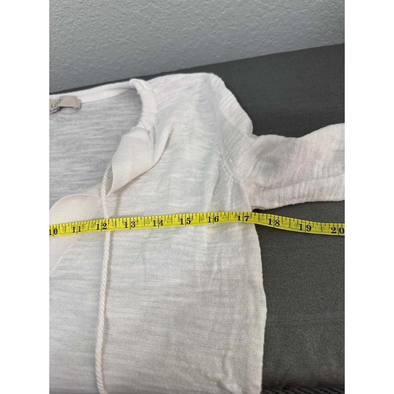 Ann Taylor LOFT White Drawstring VNeck Ribbed Hem Long Sleeve Pullover Top Small - Image 6