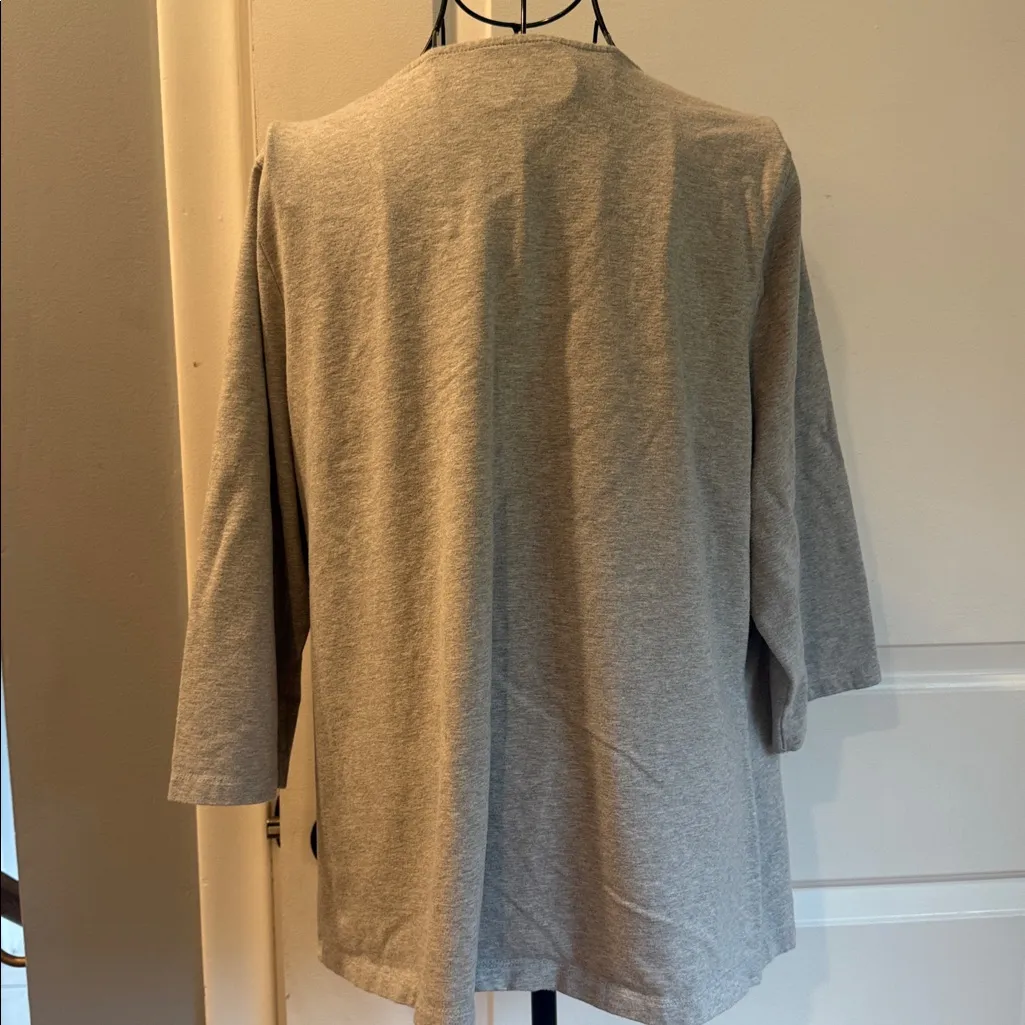 Denim & Co open front “sweatshirt” cardigan Gray Size L - Image 3