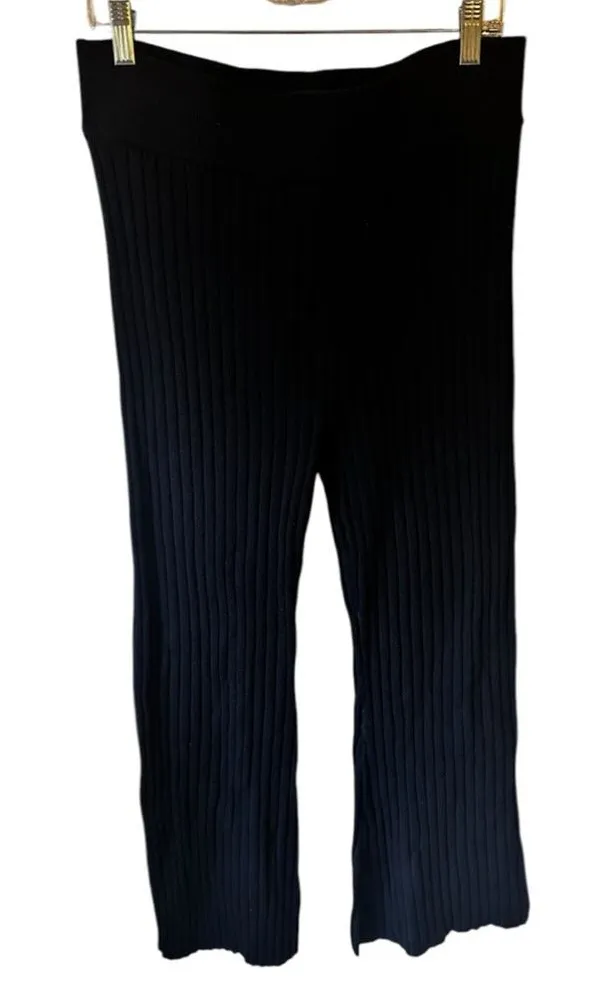 Bagatelle Navy Pull On Sweater Knit Pants Wide Leg Size Large NWT Cozy Warm - Image 1