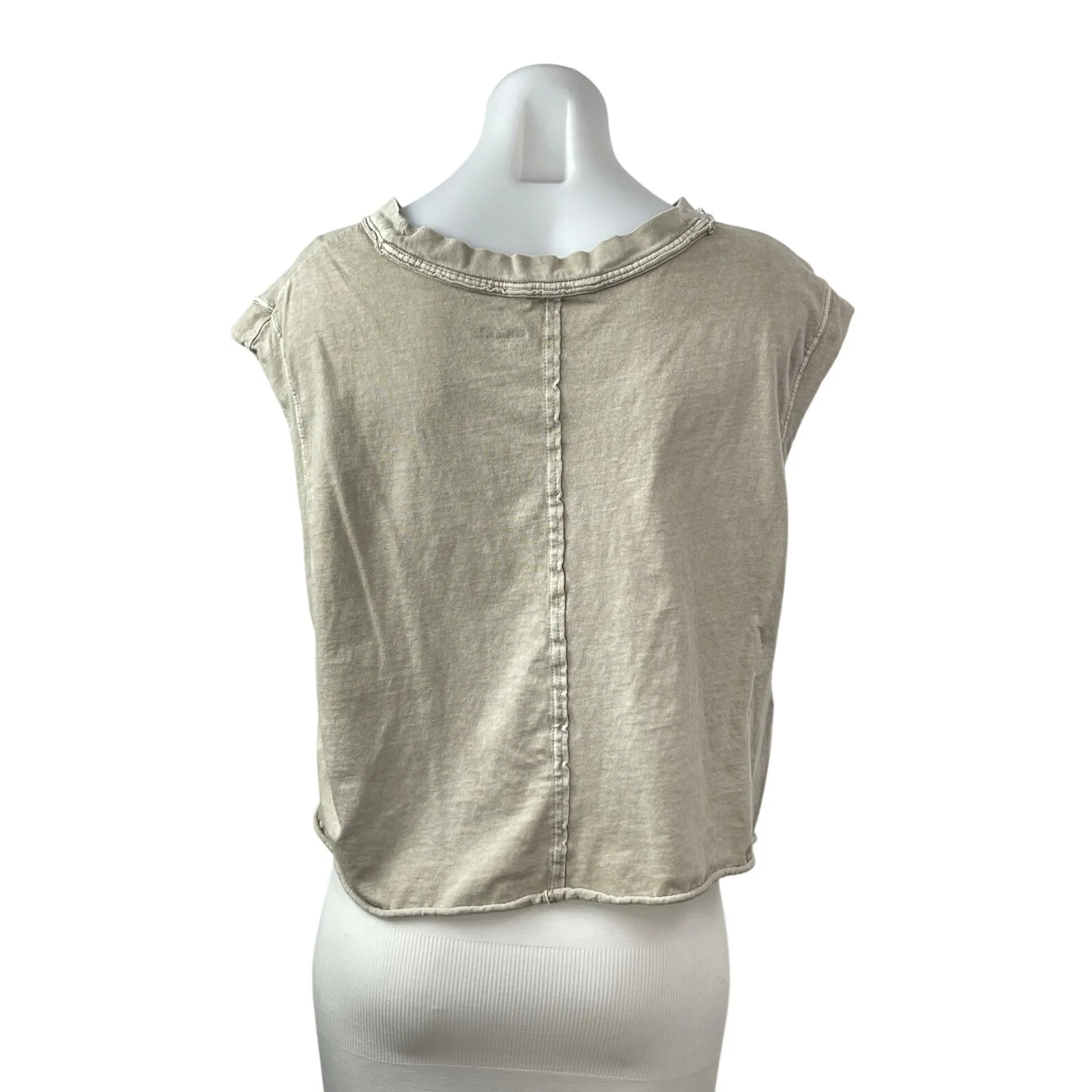 Free People FP Movement Women's Beige Cap Sleeve Boxy T Shirt Tee Top Size M - Image 4