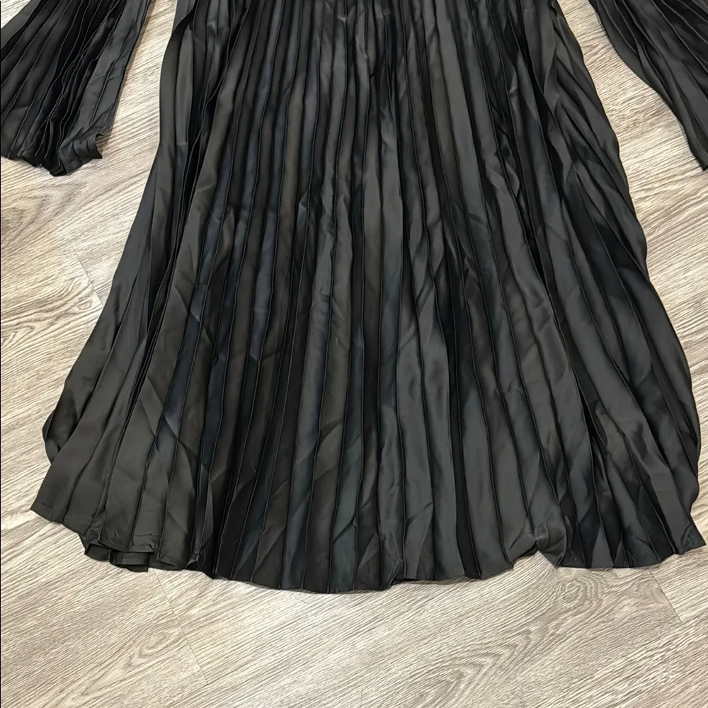 Eloquii pleated plus size black midi dress ruched draped square neck Sz 20 - Image 8