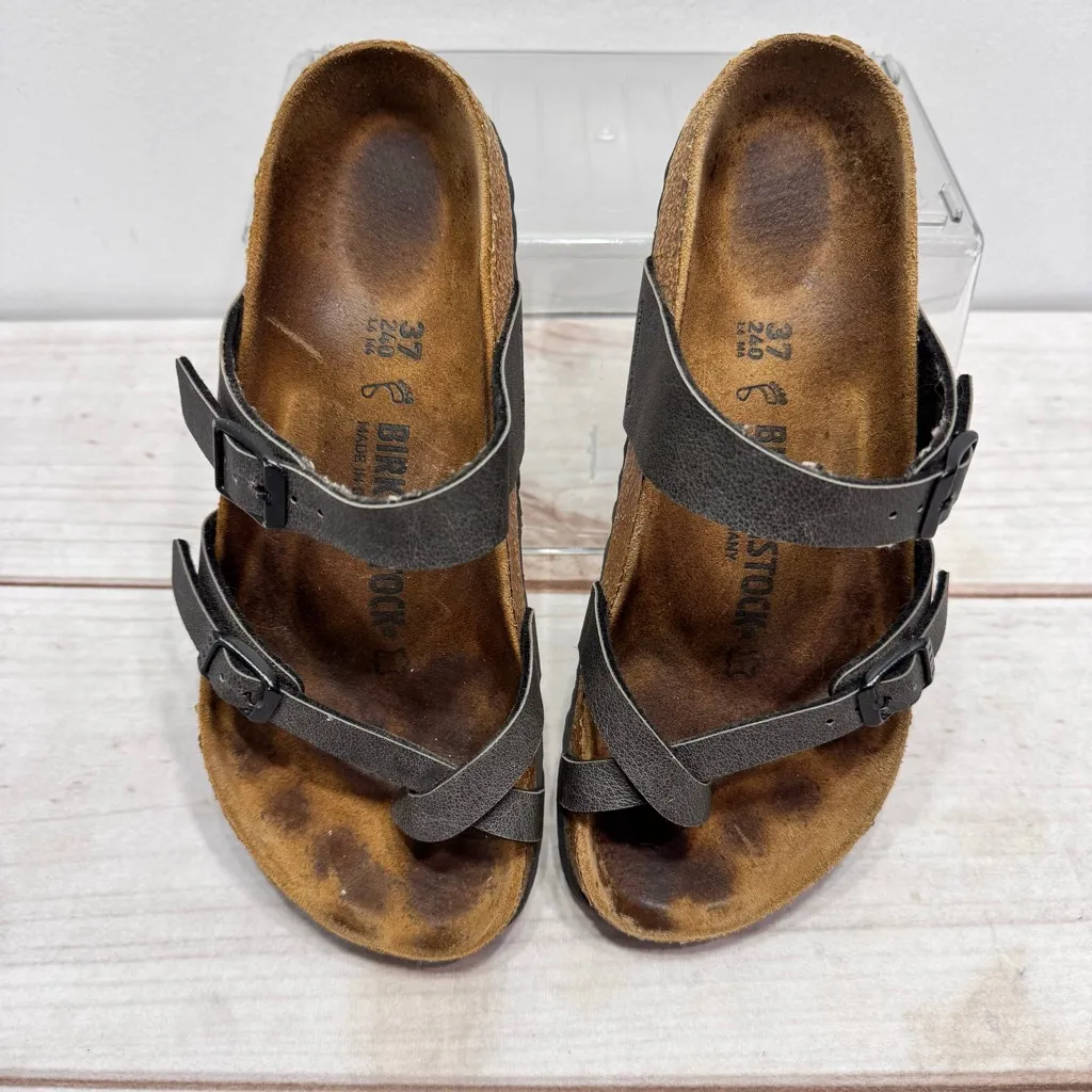 Birkenstock Mayari Burko-Flor Gray Thong Sandals Comfy Boho Hippie Size 37/ 6.5 - Image 3