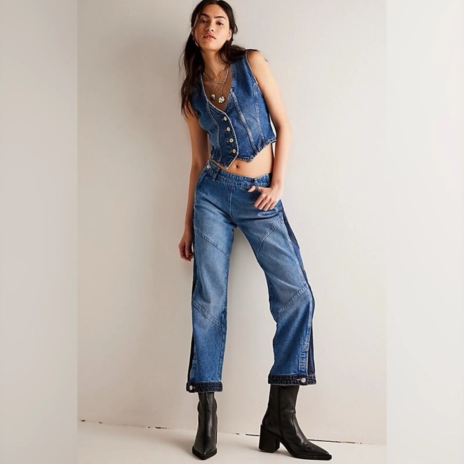 Free People We The Free Moonlit Moto Slim Bootcut Jeans Sz.27‎ NWT - Image 5