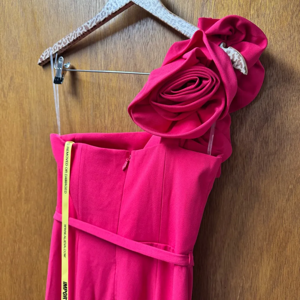 NEW Aliava Rona 3D Flowers Corset Maxi Gown Dress Fuchsia Pink Medium M NWT - Image 9