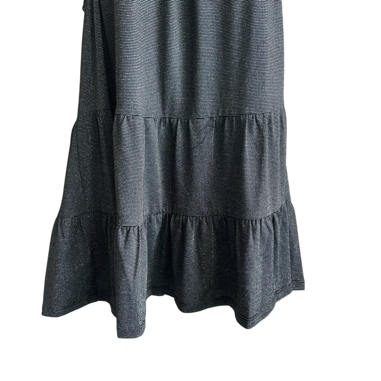 Y2K GiGiO Women‎ Tunic Top M Black Silver Metallic Tiered Tank Festival Rave Size M - Image 5