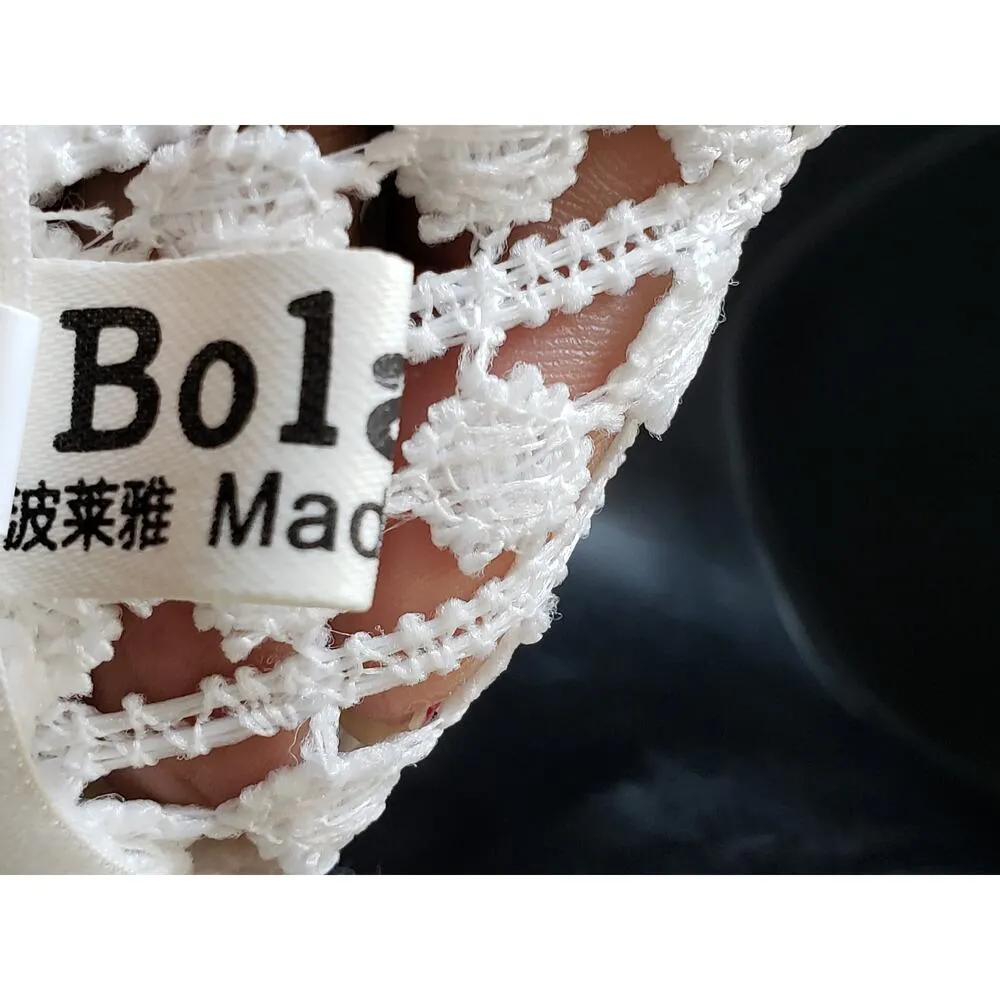 Bolaiya Sheath Dress Womens Small White Hollow Out Lace Long Sleeve Mock Neck - Image 2