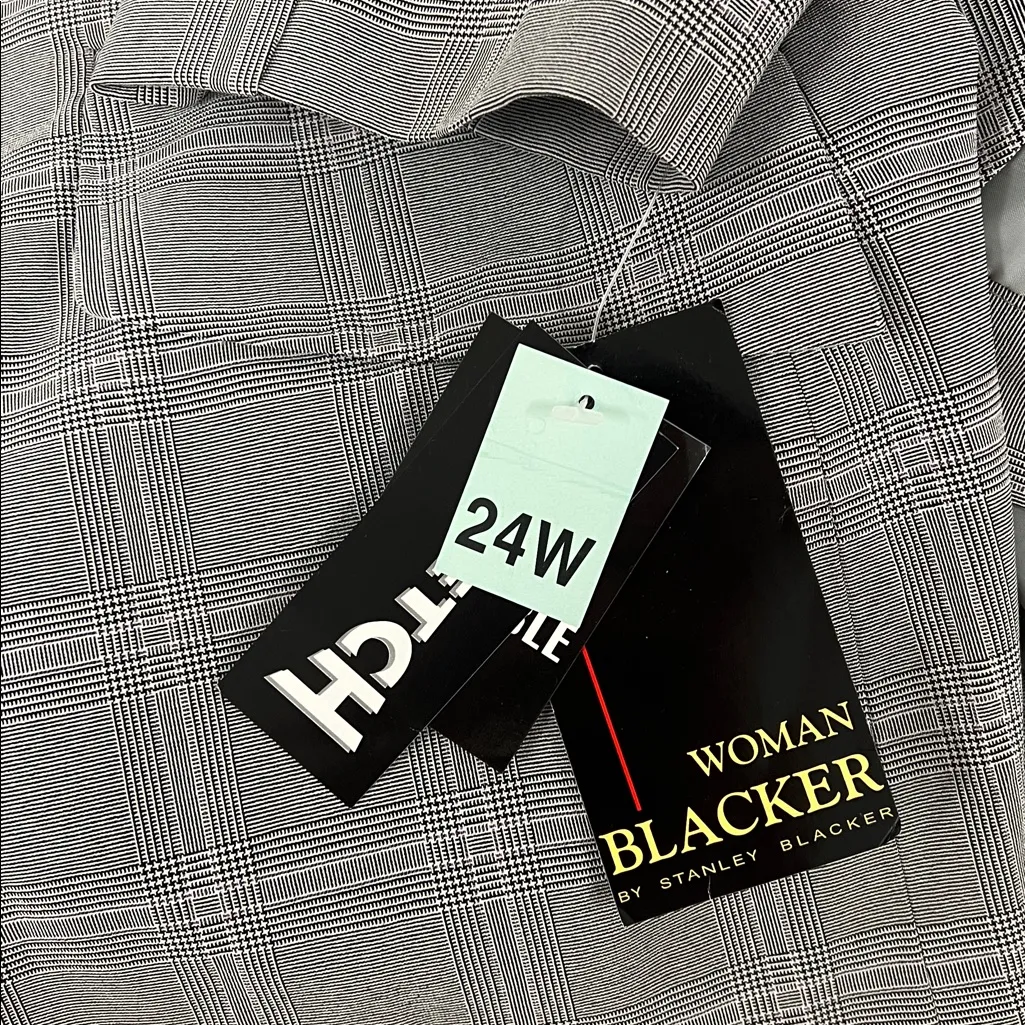 Blacker Woman Light Grey with Plaid Two Piece Suit with Tags. Size: 24W Gray - Image 2