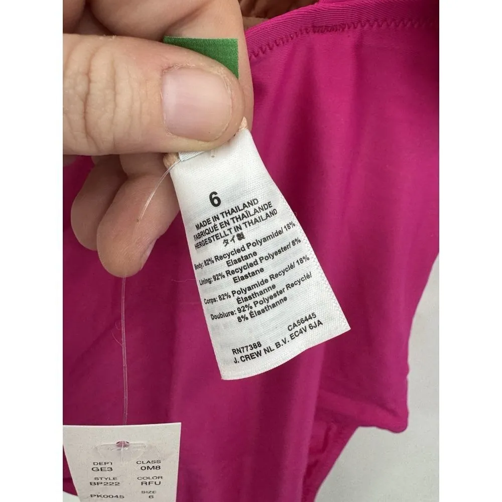 J. Crew Ruched Ruffle One Piece Swimsuit women 6 Radiant Fuchsia Resortwear NEW Pink - Image 5