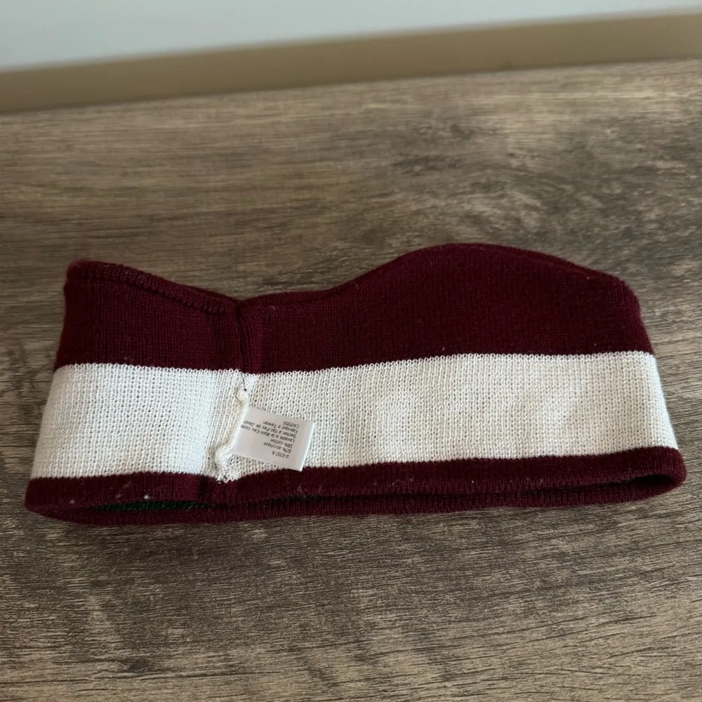 Vintage 80s Totes Ear Warmer Headband Maroon White Green Taiwan Unisex - Image 3