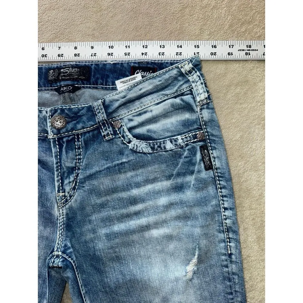 Silver Women's Aiko Ankle Skinny Mid Rise Classic‎ Stretch Blue Denim Size 30 - Image 9